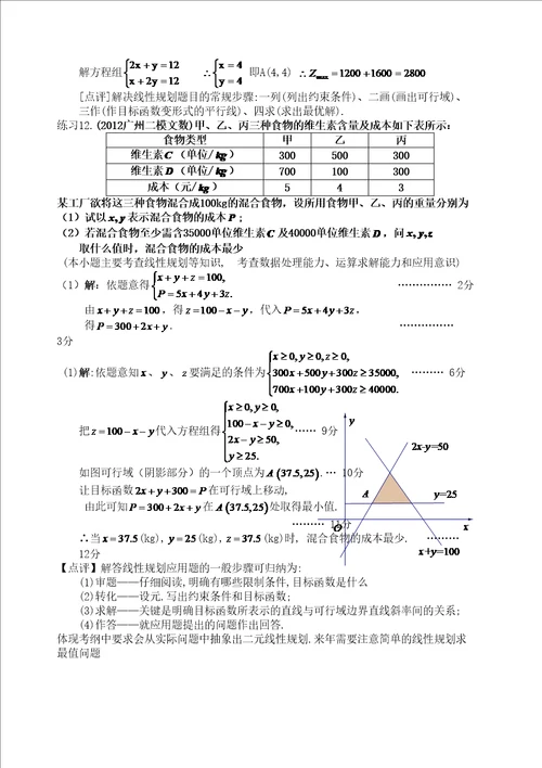 专题简单的线性规划含答案