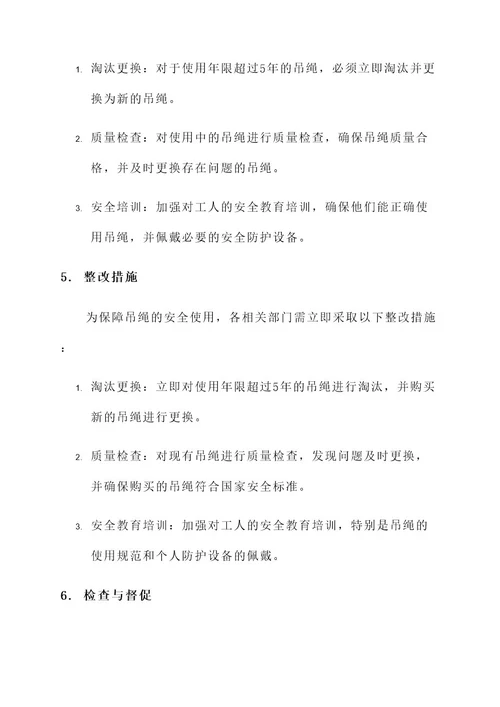 吊绳安全监理通知单