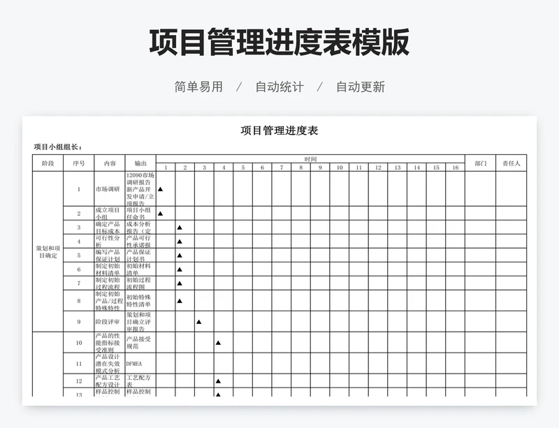 项目管理进度表模版