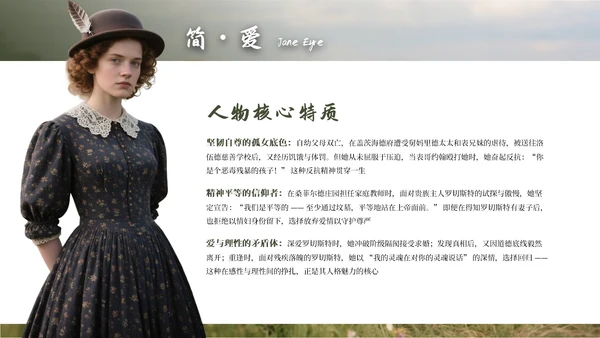 绿色简约《简·爱》读书分享通用PPT模板