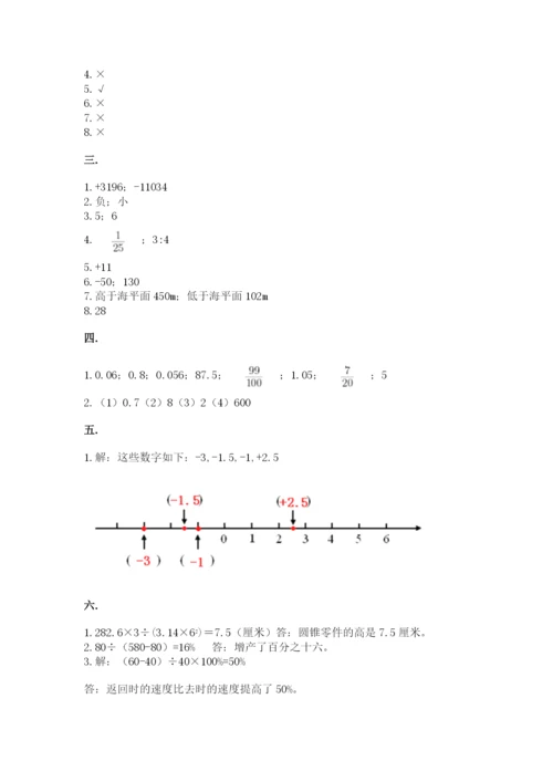 小学六年级升初中模拟试卷含答案【突破训练】.docx