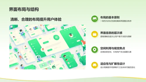 绿色3D风UI设计通用作品集PPT模板