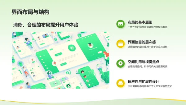 绿色3D风UI设计通用作品集PPT模板