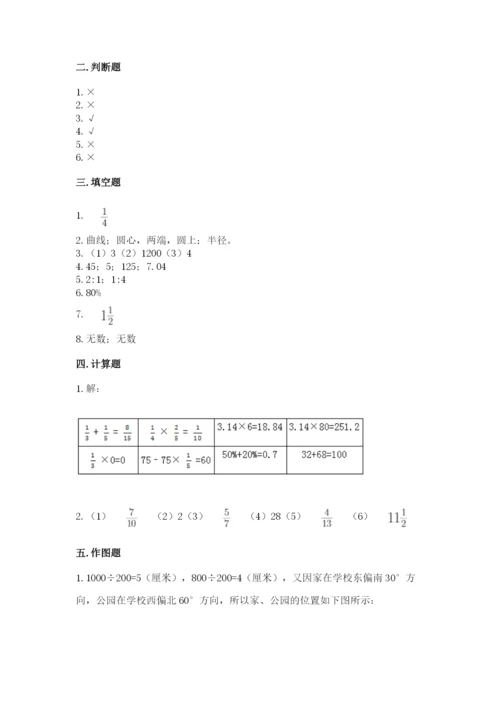 小学数学六年级上册期末测试卷及1套完整答案.docx