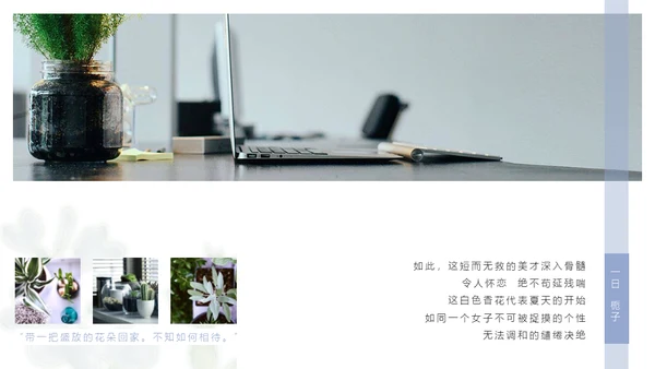 清醒纪植物绘小清新文艺女青年通用PPT模板