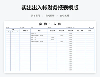 实出出入帐财务报表模版