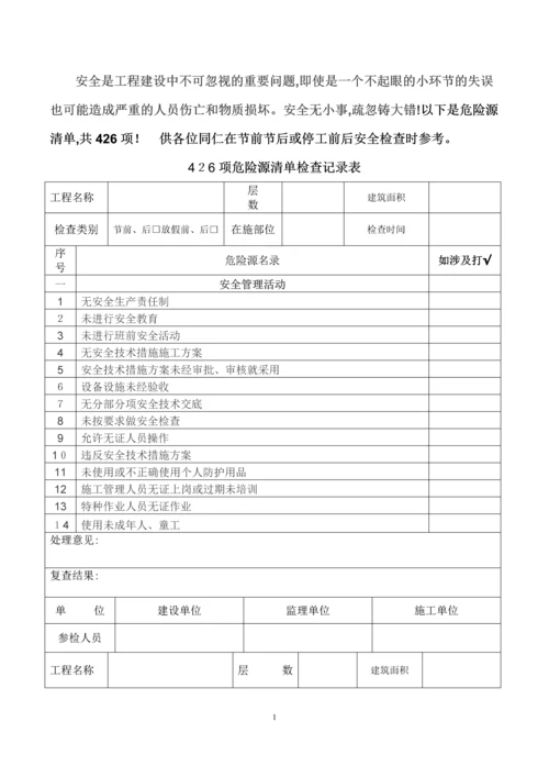 安全管理活动检查记录表(节前后检查).docx
