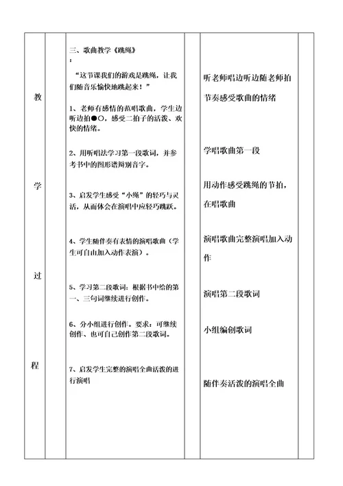 小学一年级音乐《跳绳》教案