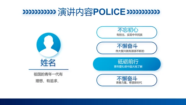 蓝色大气公安警察职责工作汇报PPT