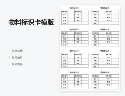 物料标识卡模版