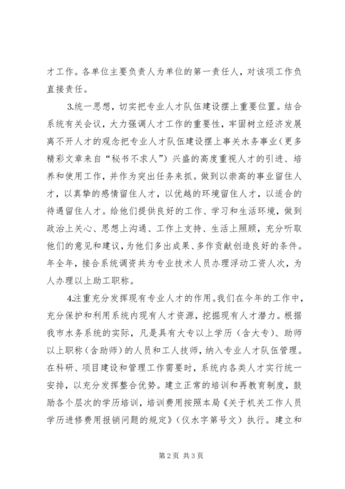 水务部门年终人才总结及XX年工作计划.docx