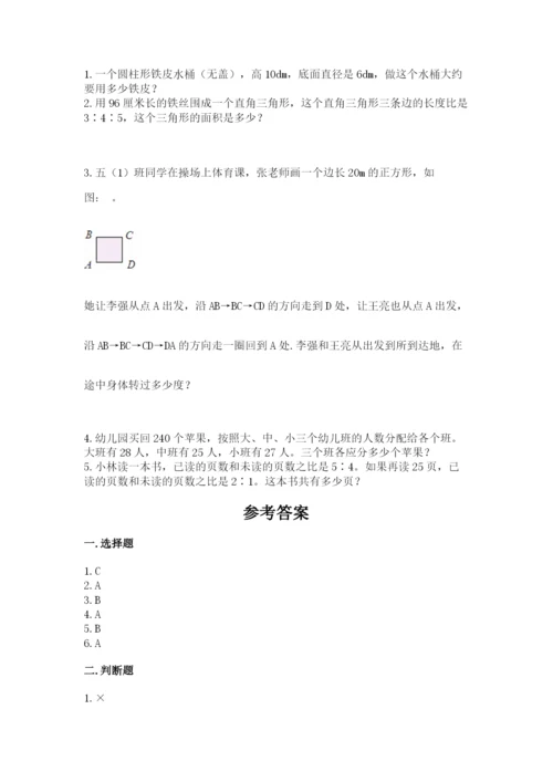 北师大版数学六年级下册期末测试卷完整参考答案.docx