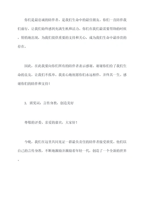 最负责陪伴者颁奖词