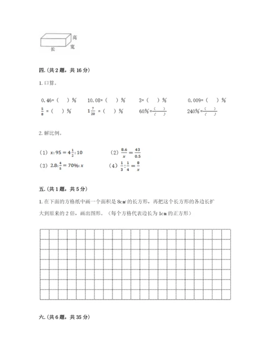 人教版六年级数学小升初试卷（完整版）.docx