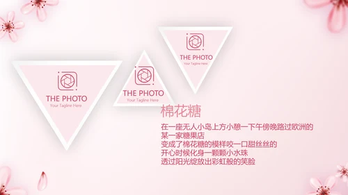 手绘粉色小清新旅行电子相册PPT动态模板封含
