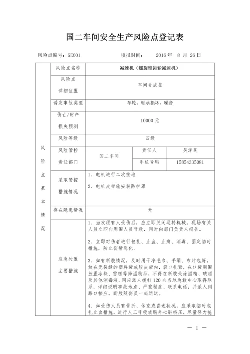 车间安全生产风险点登记表.docx