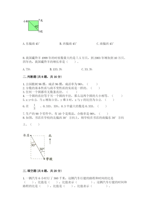 小学数学六年级上册期末卷及参考答案【名师推荐】.docx