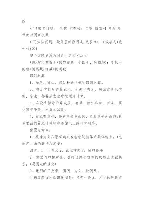 人教版小学四年级下册数学知识点复习.docx