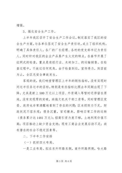 管理区上半年工作总结及下半年工作安排总结.docx