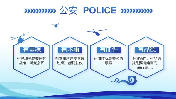 蓝色大气警察礼仪培训动态PPT模板