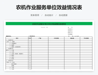 农机作业服务单位效益情况表