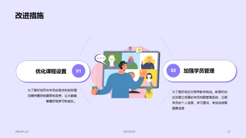 紫色插画风年度教育培训述职PPT模板