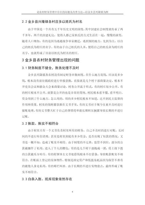 潍坊科技学院毕业论文论农村财务管理中存在的问题及改善—以金乡县兴隆镇为例.docx