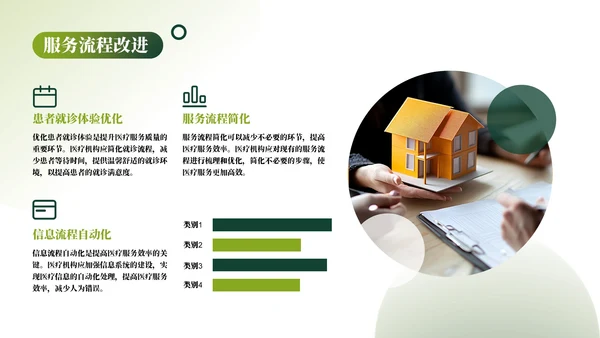 绿色清新几何风企业介绍PPT模板_医疗服务质量与满意度提升PPT模板