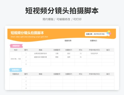 简单短视频分镜头拍摄脚本