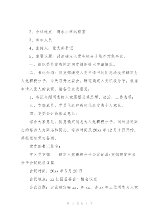 确定入党积极分子会议记录-支部确定积极分子会议记录3篇.docx