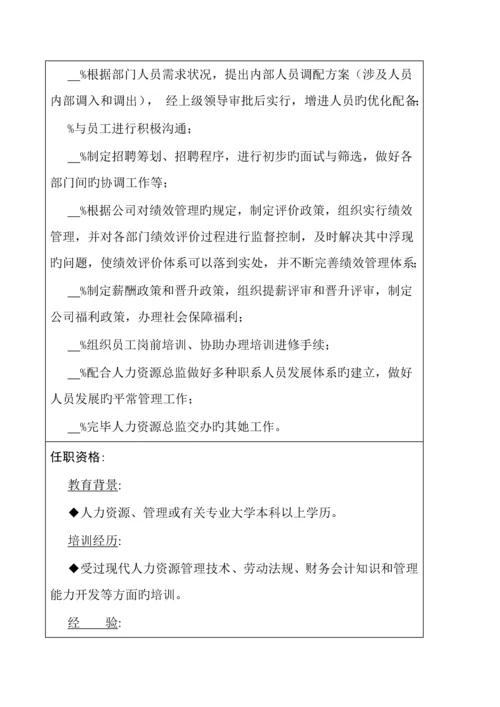 公司人力资源管理职位专项说明书.docx