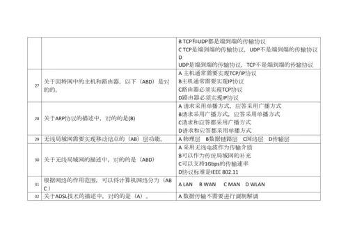 2023年计算机网络技术题库多项选择题.docx