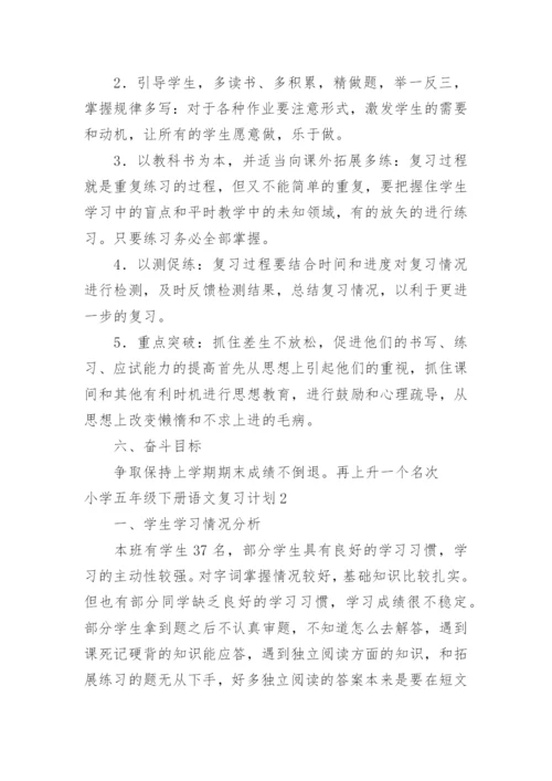 小学五年级下册语文复习计划.docx