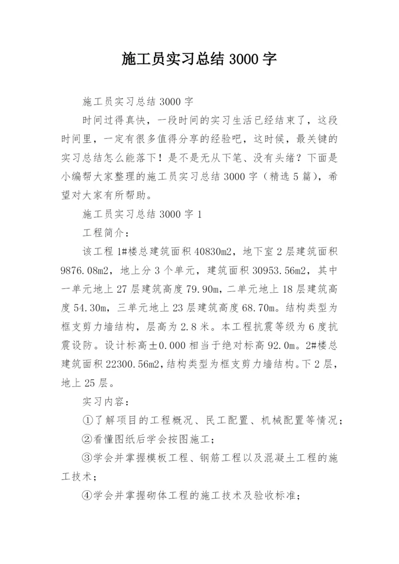 施工员实习总结3000字.docx