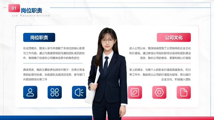 蓝色商务风试用期转正工作汇报PPT模板