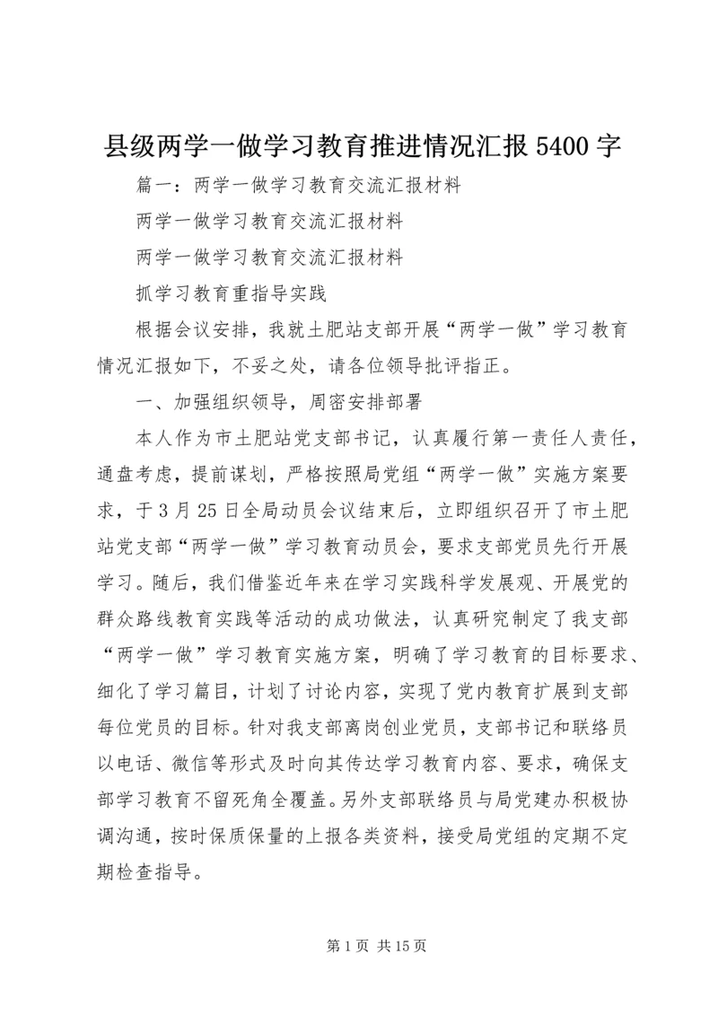 县级两学一做学习教育推进情况汇报5400字.docx