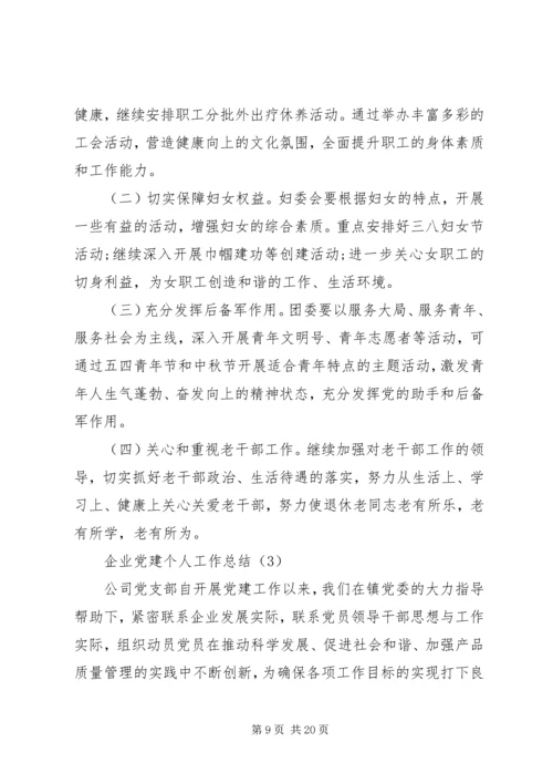 企业党建个人工作总结.docx