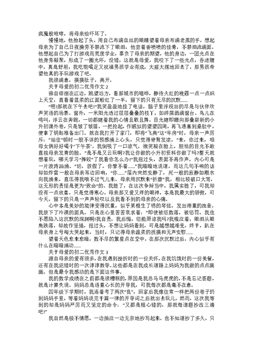 关于母爱的初二满分作文