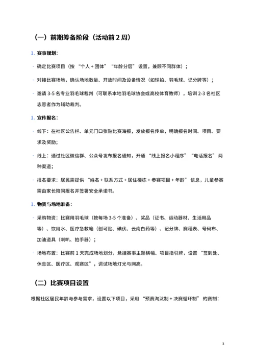 通用社区羽毛球比赛活动策划书