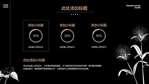 黑白小清新文艺通用PPT演示模板