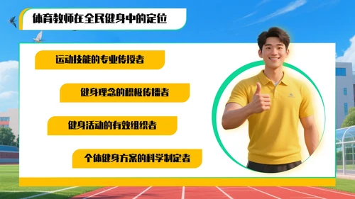 黄绿色3D风全民健身运动项目推广与教学指南PPT模板