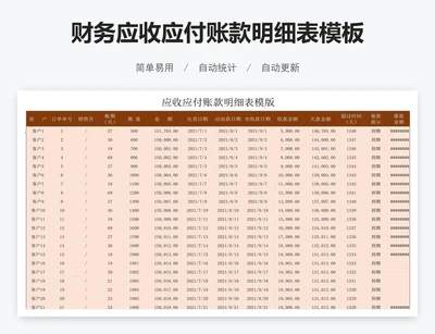 财务应收应付账款明细表模板