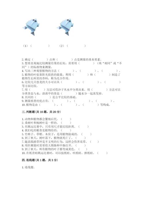 教科版一年级上册科学期末测试卷（达标题）.docx
