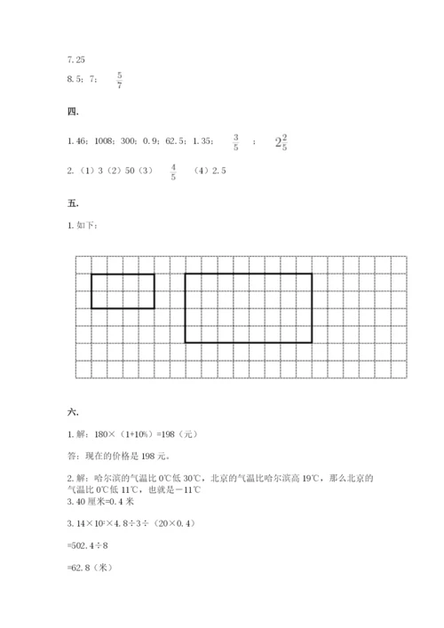 人教版数学六年级下册试题期末模拟检测卷（实用）.docx