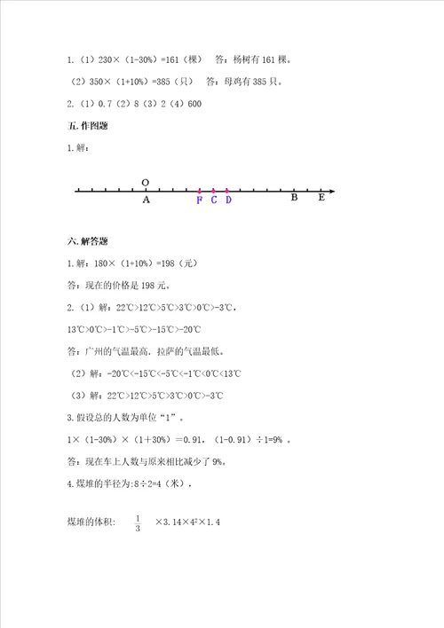 2023春六年级下册数学期末测试卷含答案（黄金题型）