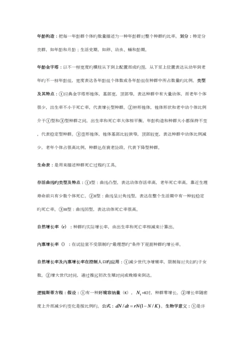 2023年生态学重要知识点归纳总结.docx
