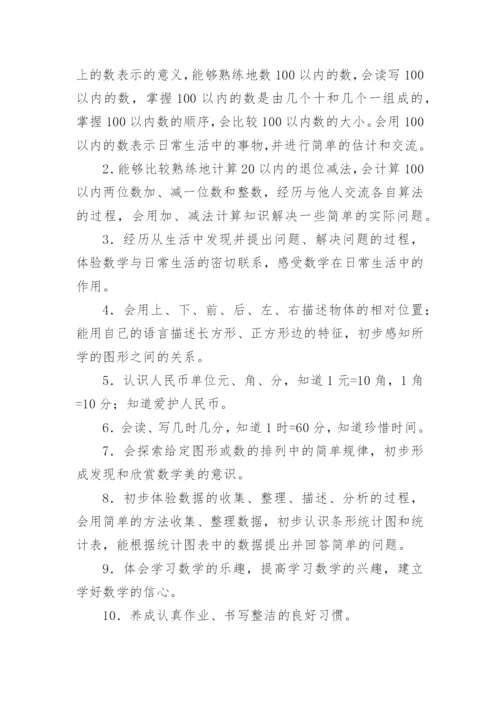 人教版一年级数学下册教学工作总结.docx