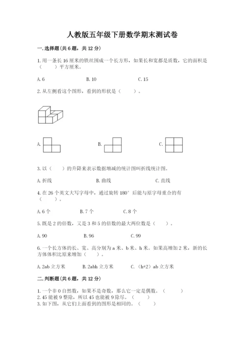 人教版五年级下册数学期末测试卷【轻巧夺冠】.docx