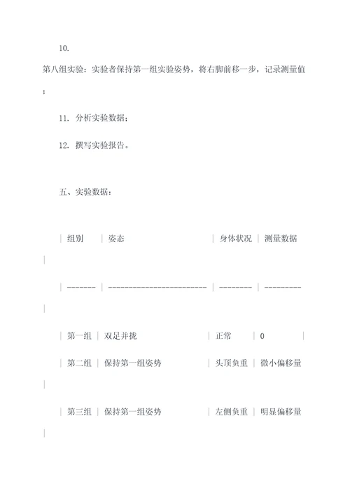 初中物理人体平衡实验报告