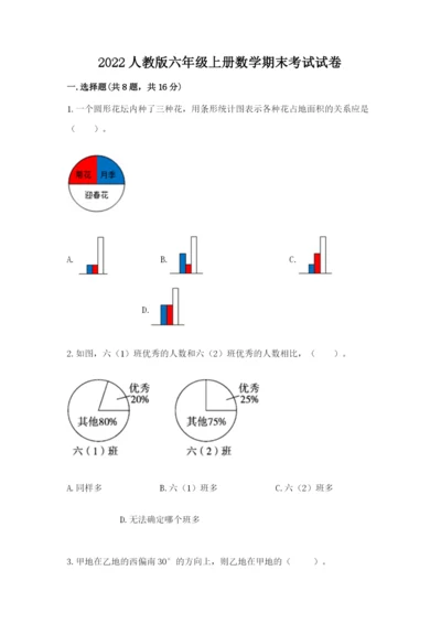 2022人教版六年级上册数学期末考试试卷附答案（轻巧夺冠）.docx